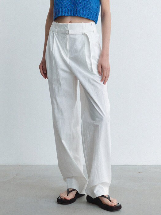 belted two tucked pants (ivory)