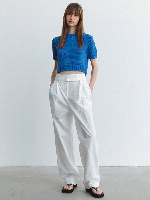 belted two tucked pants (ivory)