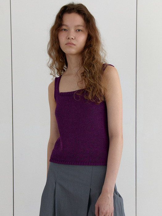 sleeveless knit top - purple