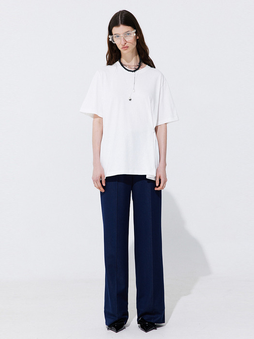 Pintuck Straight Trousers_Navy