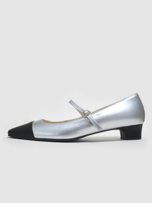 SQUARE MARY JANE FLAT (BLACKSILVER) IG240203