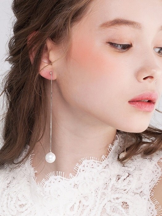 [SILVER 925] NOUVELLE ROSE BALL POINT PEARL EARRING