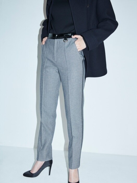 CHECK WOOL TAILORED PANTS