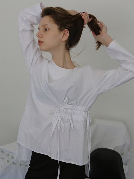 Soft 3 Tunnel Tied Blouse - White