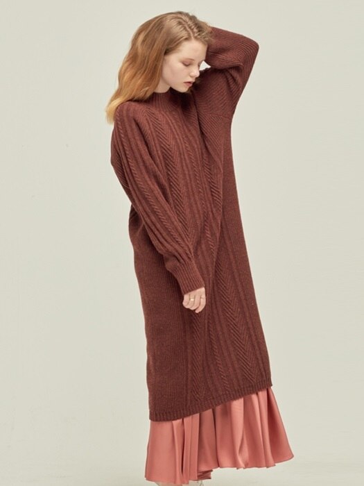 Cable Knit Dress_M/RD