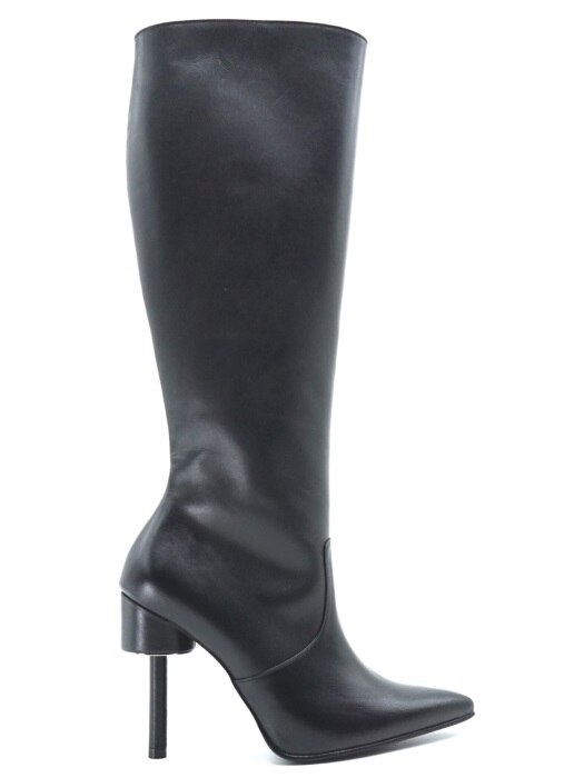 ODD HEEL 100 LONG BOOTS IN BLACK LEATHER