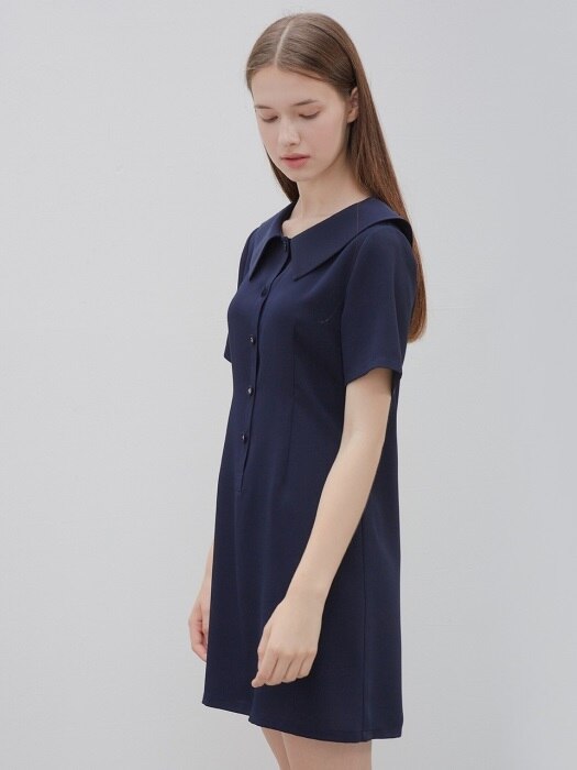 collar mini dress-navy