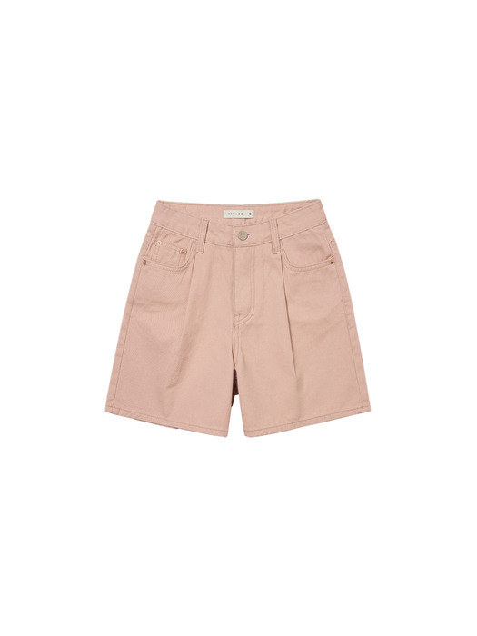 SI JN 6030 color denim shorts_Dusty pink