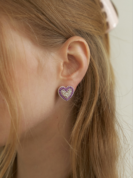 fresh water pearl heart earring (3color)