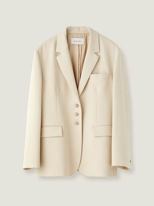 Overfit button point single jacket - Light beige