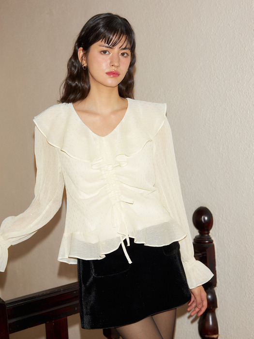 String Ruffle Blouse_ 2 Colors