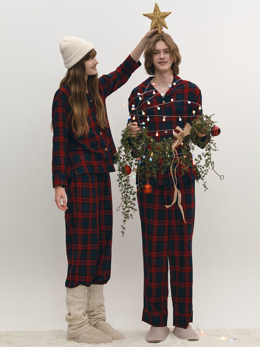 Red Flannel Check Pajama Pair 남녀 SET