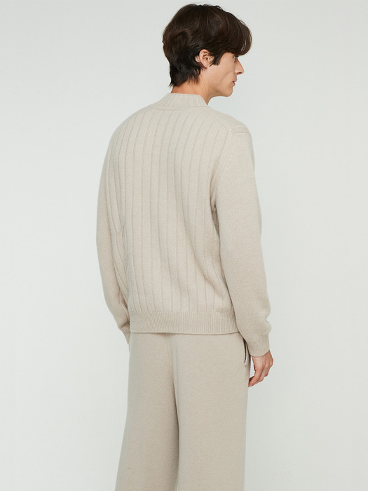 Mix Cable Pullover_Skin Beige