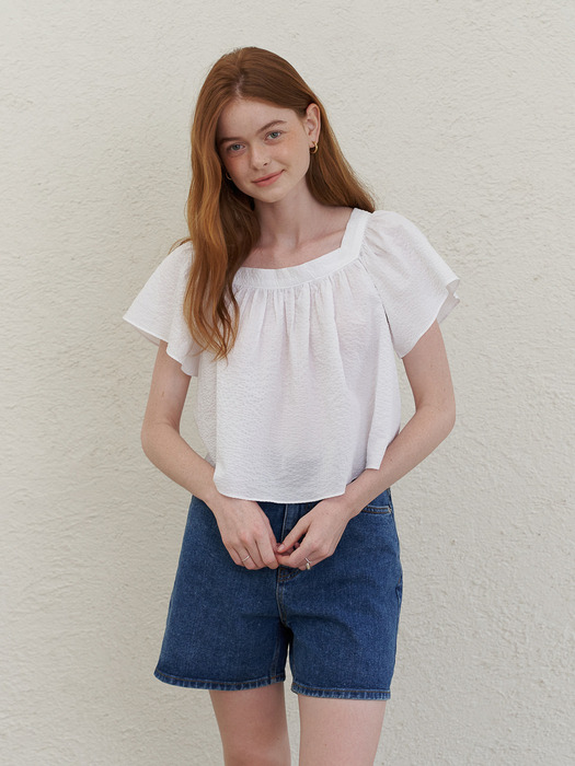 A SQUARE NECK FLARE BLOUSE_IVORY
