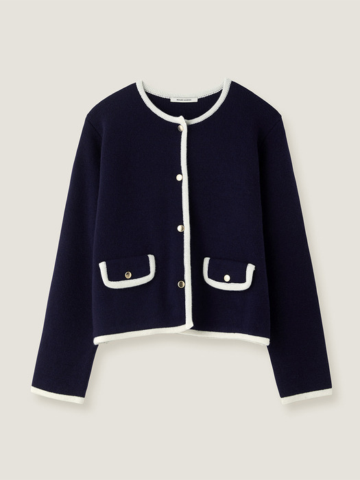 Color block knit jacket - Navy