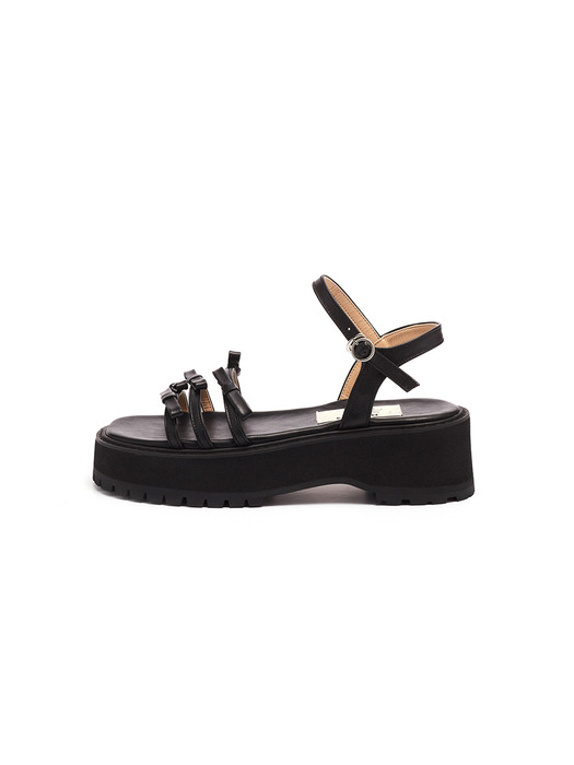 Ribbi Petite Ribbon Platform Sandals - Noir Black