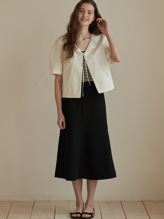 Tweed bell line skirt - Navy