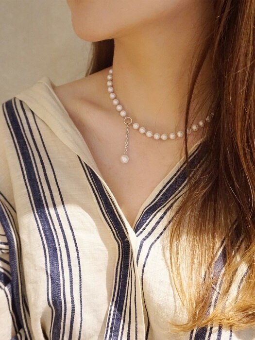 Aile one piont pearl chain necklace