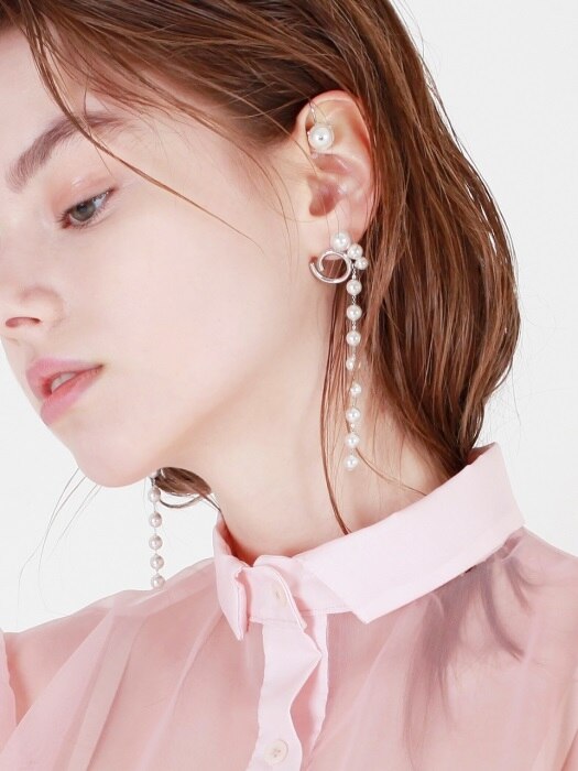 3Pearl Chain Earring[DL18SSER11SVF]