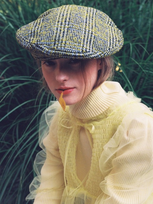 CLASSIC BERET_CHECK LIME