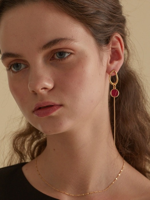 unbalance long chain earring(3color)