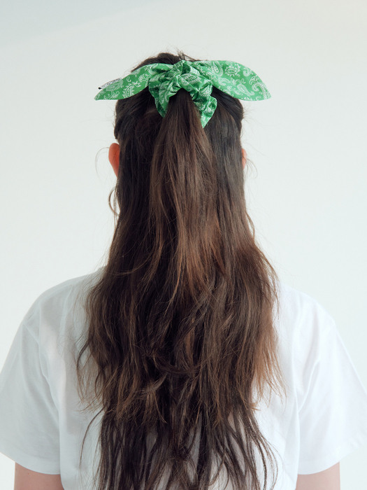 Tie Bow Scrunchy_Paisley_GREEN