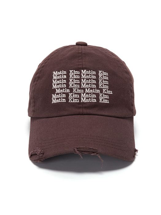LETTERING WASHED BALL CAP IN BROWN
