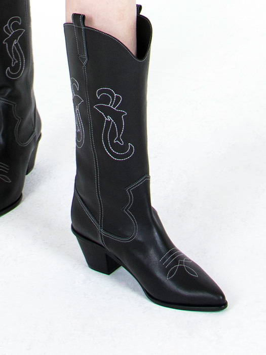 Dolphin Western Boots (Black)