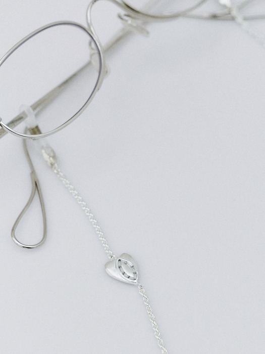HEART EYEGLASS CHAIN NECKLACE [SILVER]
