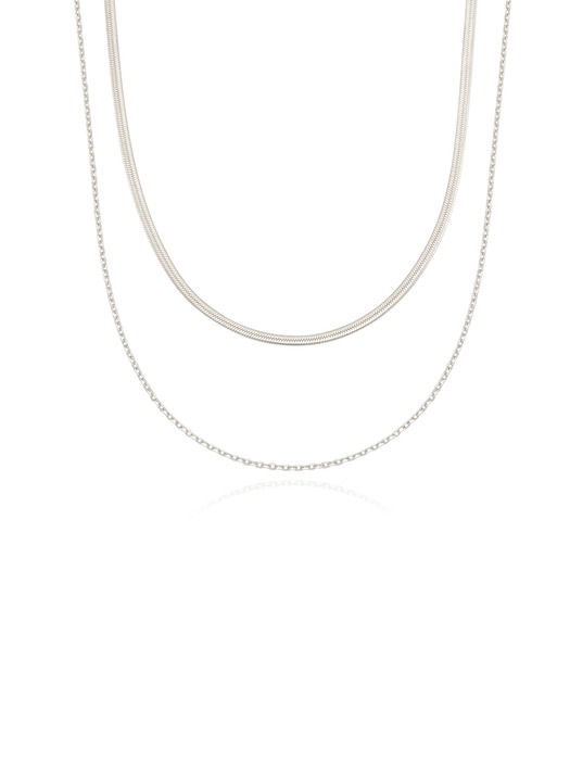 [silver925]snake chain layered necklace