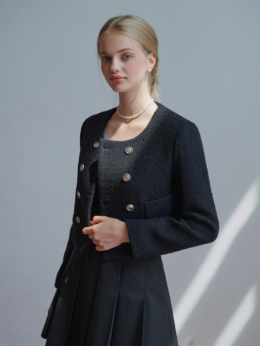 Urbane wool tweed jacket (black)