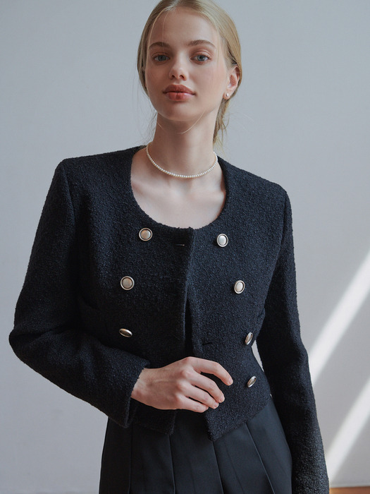 Urbane wool tweed jacket (black)