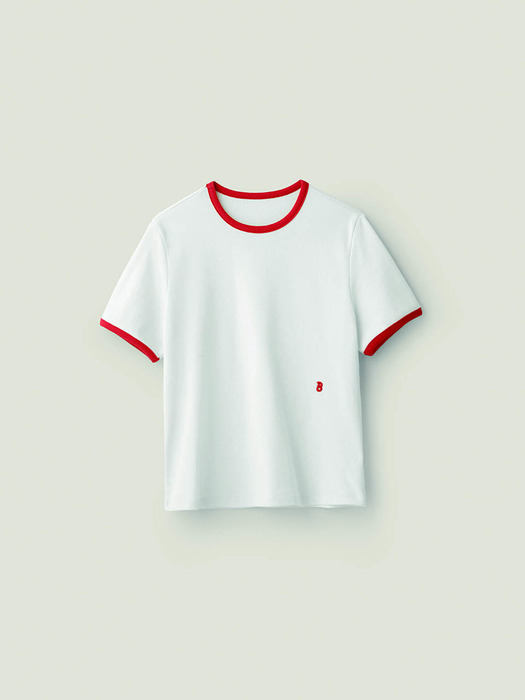 Ribbed binding B point T-shirt - Red