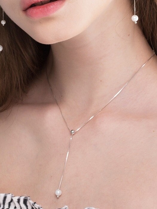[SILVER 925] ETERNEL WHITE SUCRE PEARL ``drop`` NECKLACE