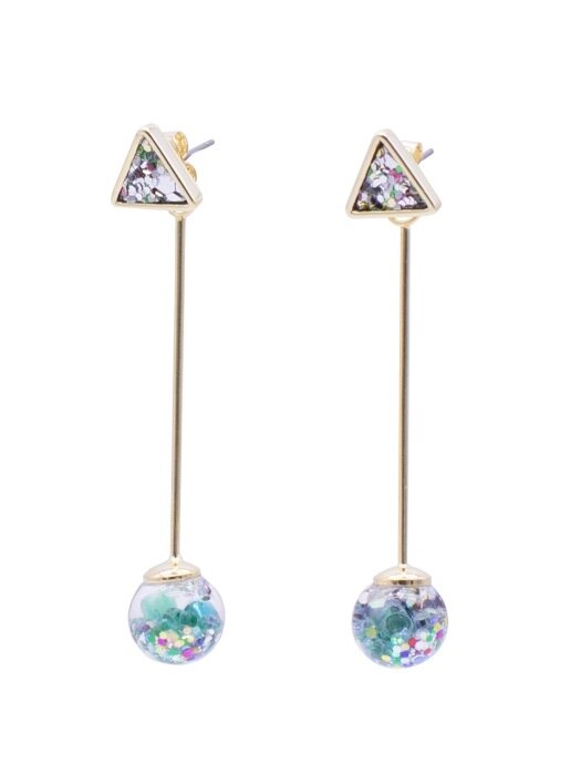 Longstick Snowball Drop Earrings-Triangle