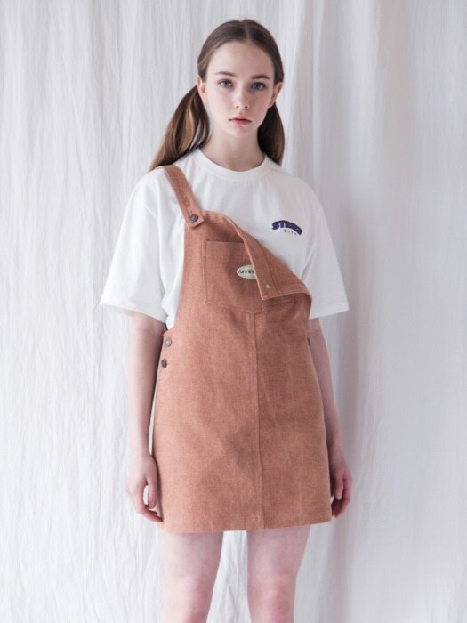 PIGMENT COTTON OVERALL SKIRT [BROWN]