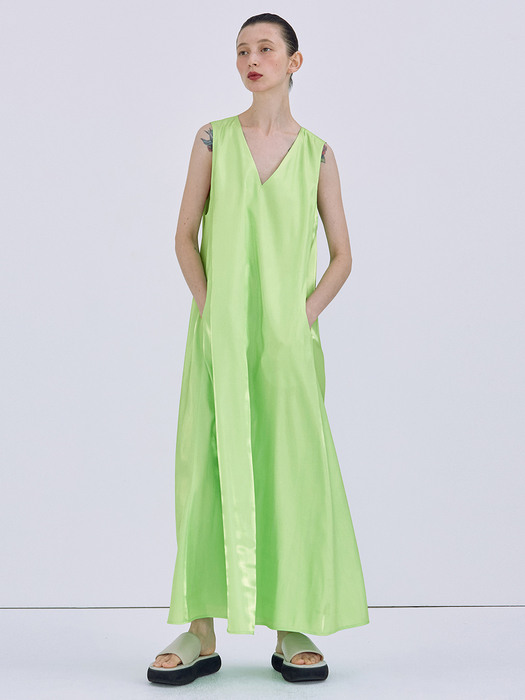 Glossy Maxi Dress_Light Green