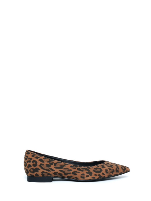 Leopard Stiletto Flat Shoes (Brown)