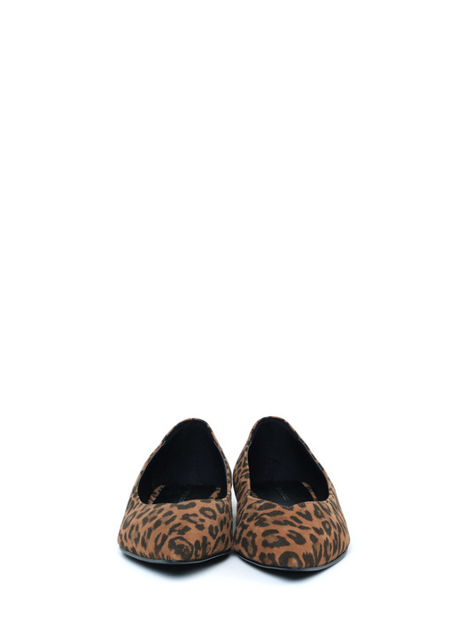 Leopard Stiletto Flat Shoes (Brown)