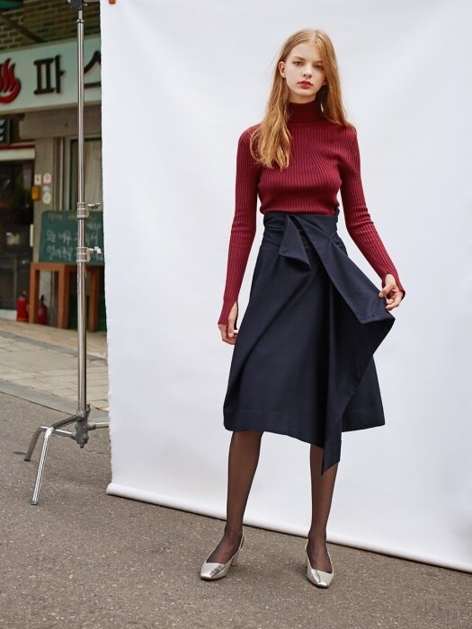 DRAPED UNBALANCE WRAP SKIRT