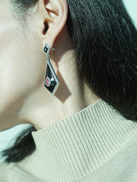 skew angle black earrings