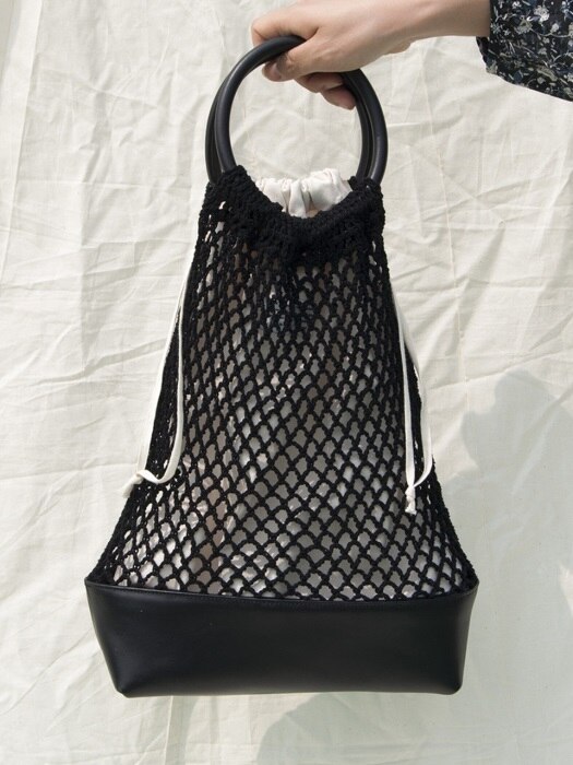Knit bucket bag_black