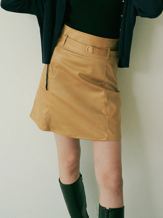 monts 1164 High waist suede skirt with belt