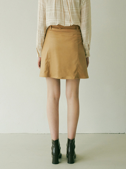 monts 1164 High waist suede skirt with belt