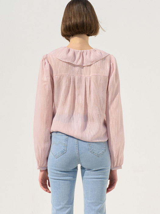 monts 1305 shirring sheer blouse (pink)