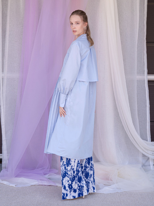 POINTED COLLAR SHIRTS DRESS-SKY BLUE
