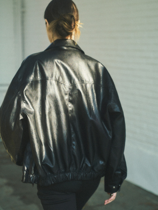 90s Classic Faux Leather Jacket_CTO116(Black)