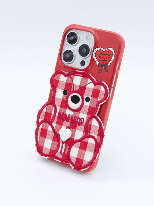 SUN CASE PATCH CHECK BEAR RED