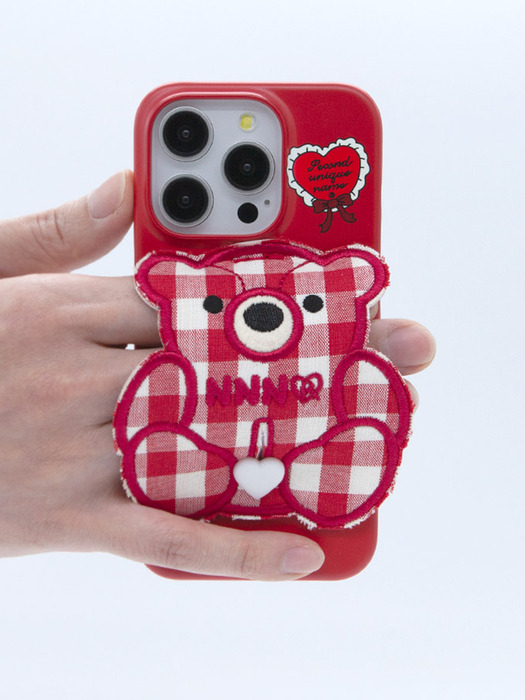 SUN CASE PATCH CHECK BEAR RED