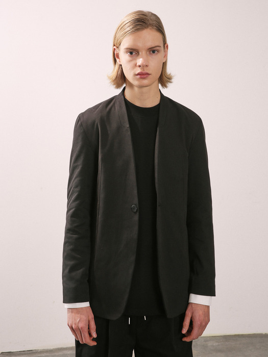 MINIMAL NO COLLAR JACKET [BLACK]